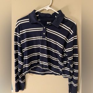 Stripped cropped Hollister collared regular fit polo perfect condition size xs